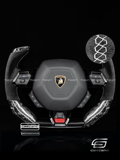 Carismo Steering Wheel For Lamborghini Huracan - F1 Competition - Gloss Forged Carbon - Alcantara - Carismo