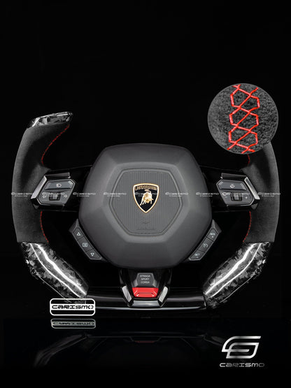 Carismo Steering Wheel For Lamborghini Huracan - F1 Competition - Gloss Forged Carbon - Alcantara - Carismo