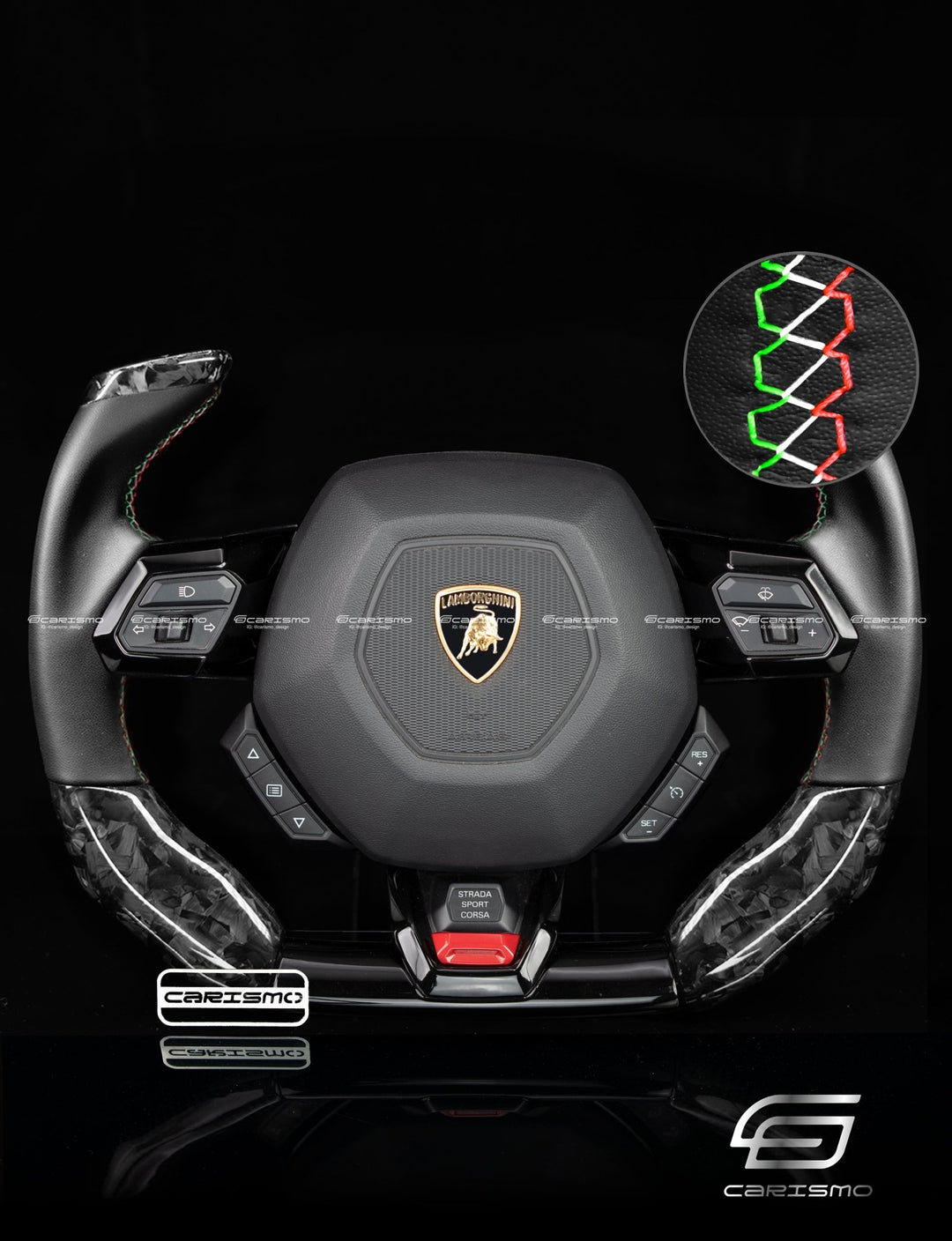 Carismo Steering Wheel For Lamborghini Huracan - F1 Competition - Gloss Forged Carbon - Smooth Leather - Carismo