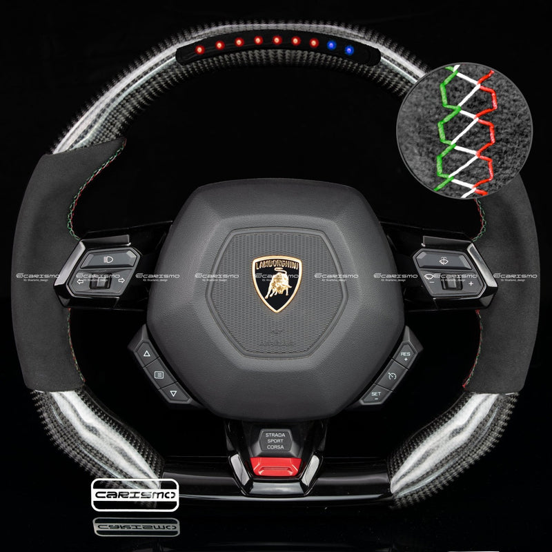 Carismo Steering Wheel For Lamborghini Huracan - Sequential RPM LED - Gloss Carbon - Alcantara-Collection