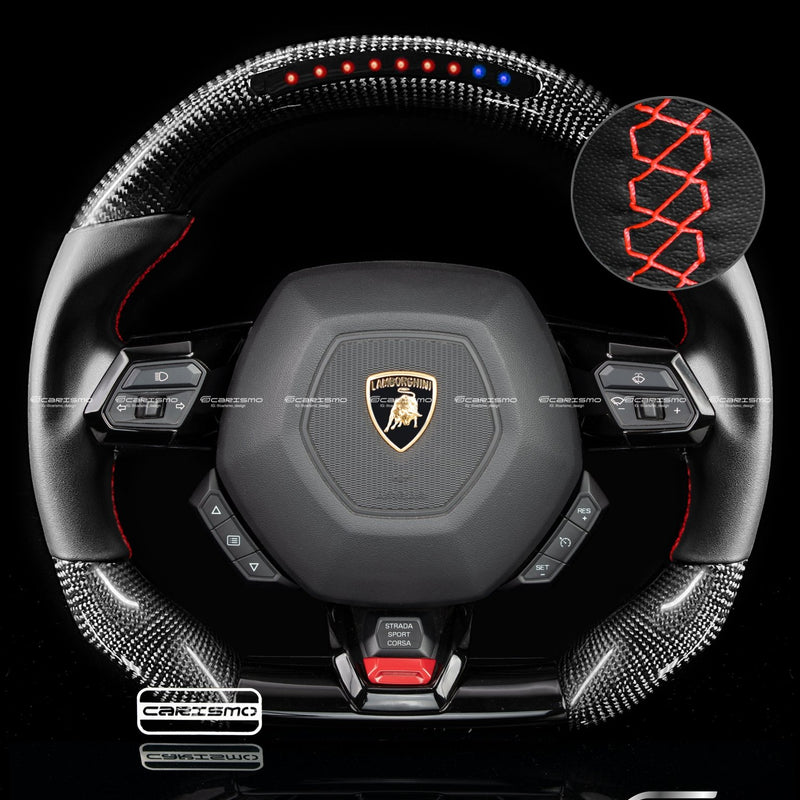 Carismo Steering Wheel For Lamborghini Huracan - Sequential RPM LED - Gloss Carbon - Smooth Leather-Collection
