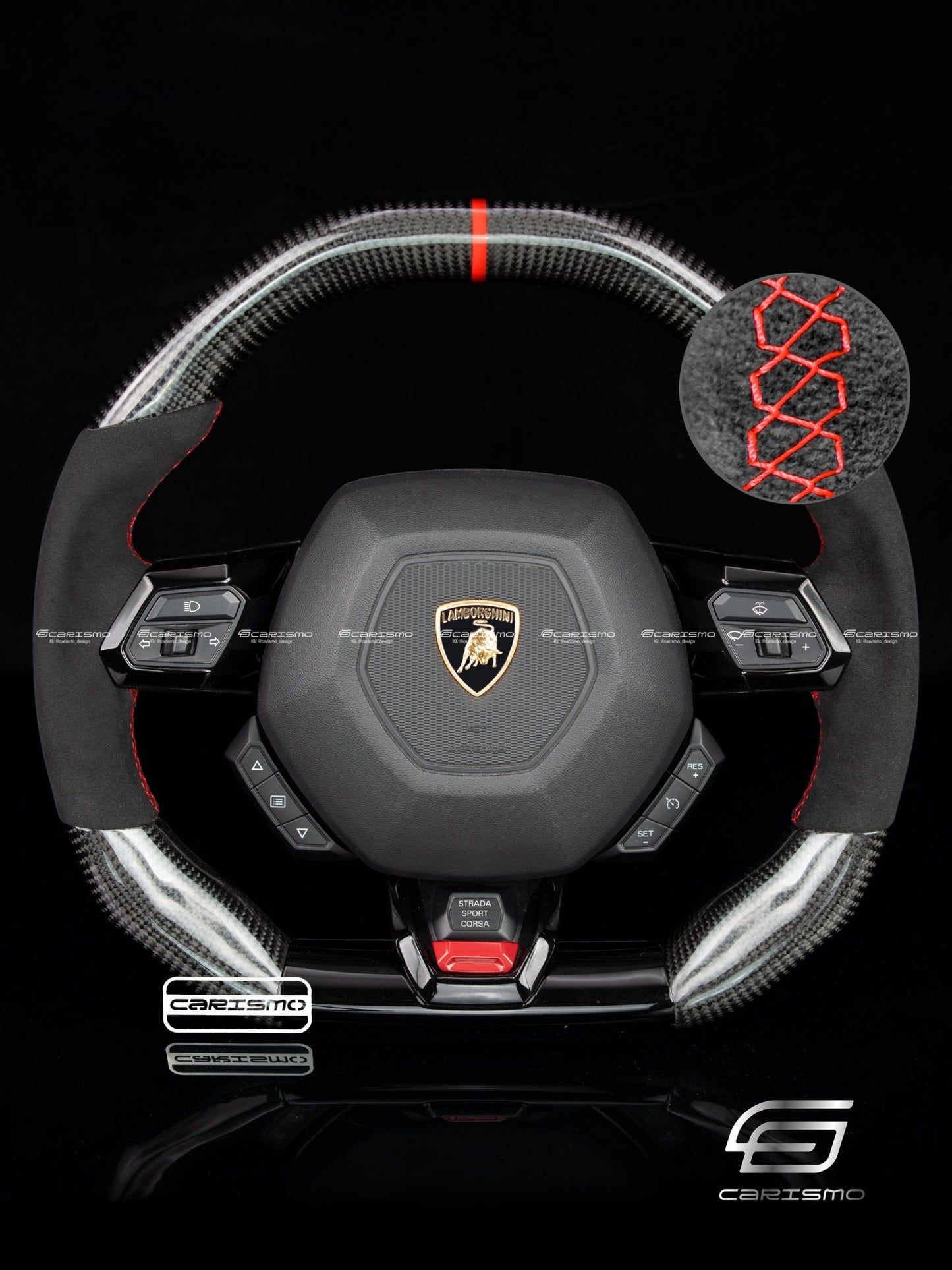 Carismo Steering Wheel For Lamborghini Huracan - Signature - Gloss Carbon - Alcantara - Carismo