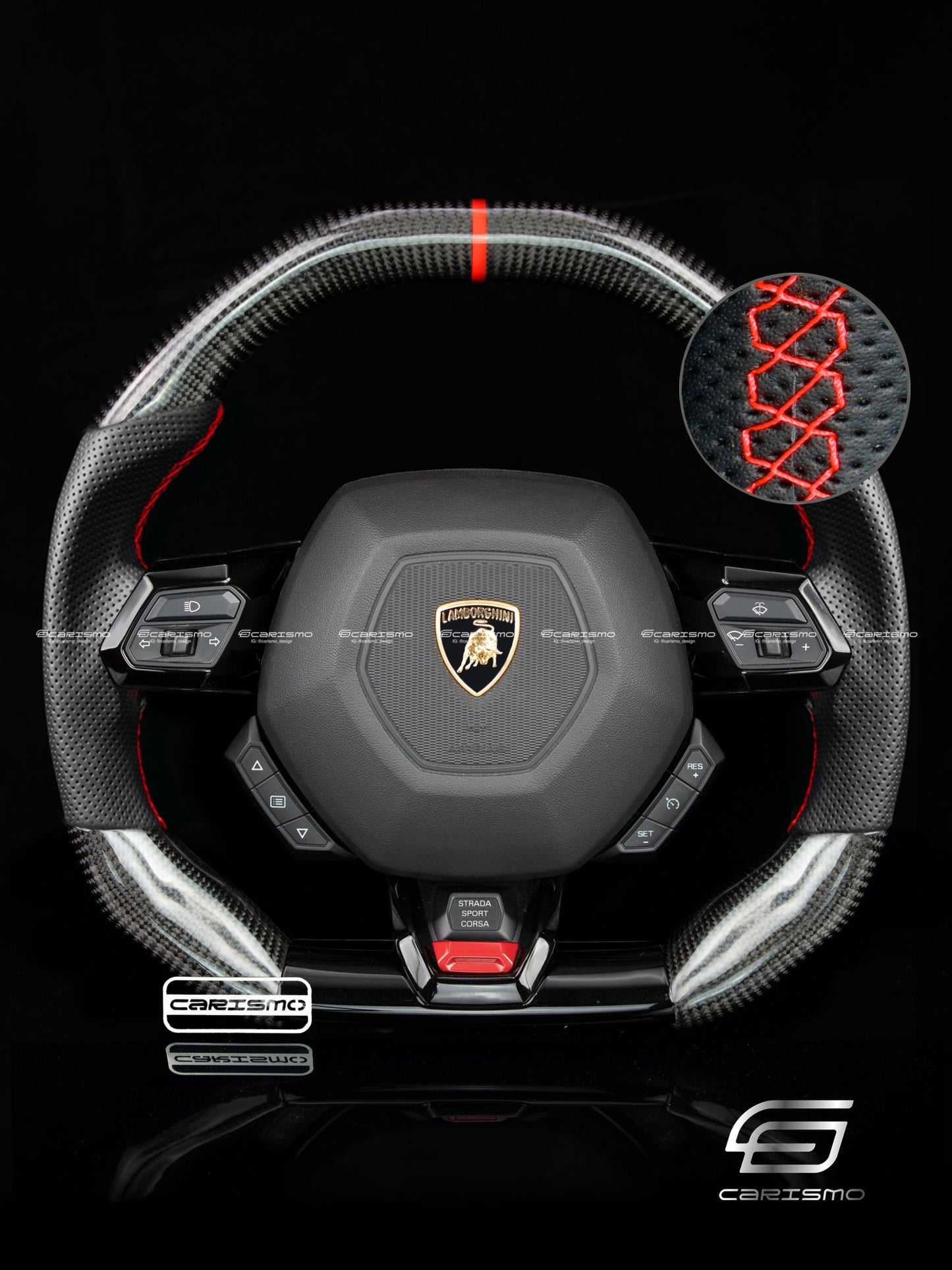 Carismo Steering Wheel For Lamborghini Huracan - Signature - Gloss Carbon - Perforated Leather - Carismo