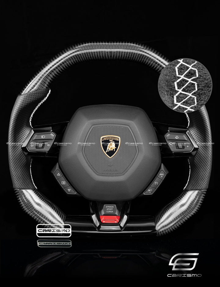 Carismo Steering Wheel For Lamborghini Huracan - Signature - Gloss Carbon - Perforated Leather - Carismo