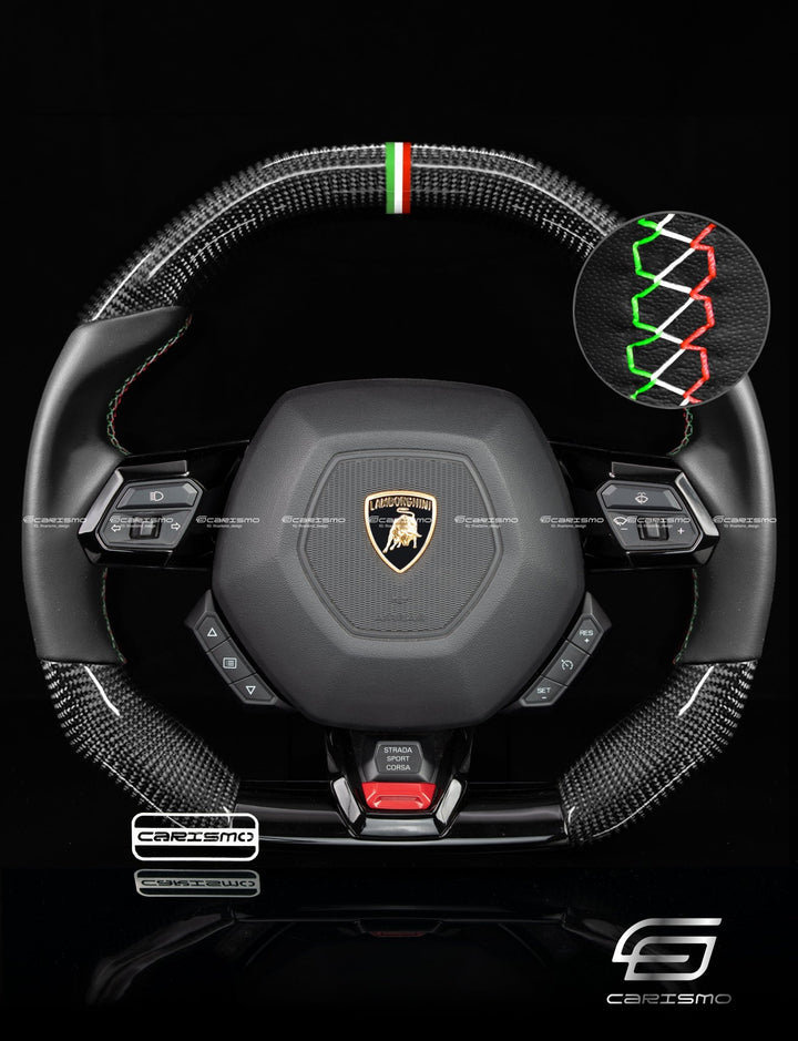 Carismo Steering Wheel For Lamborghini Huracan - Signature - Gloss Carbon - Smooth Leather - Carismo