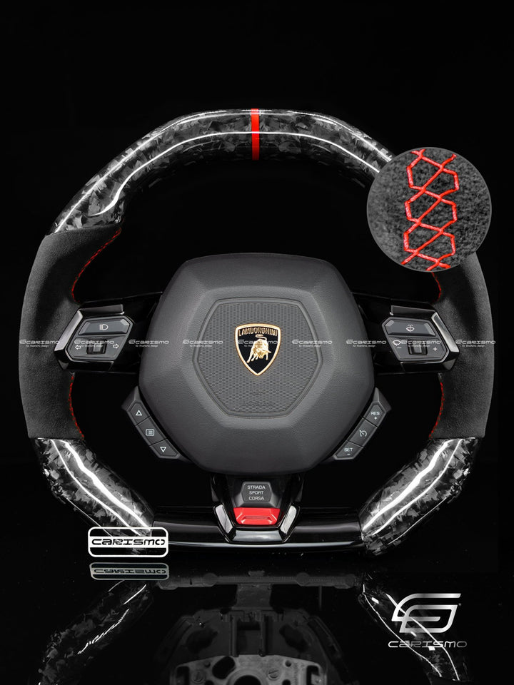 Carismo Steering Wheel For Lamborghini Huracan - Signature - Gloss Forged Carbon - Alcantara - Carismo