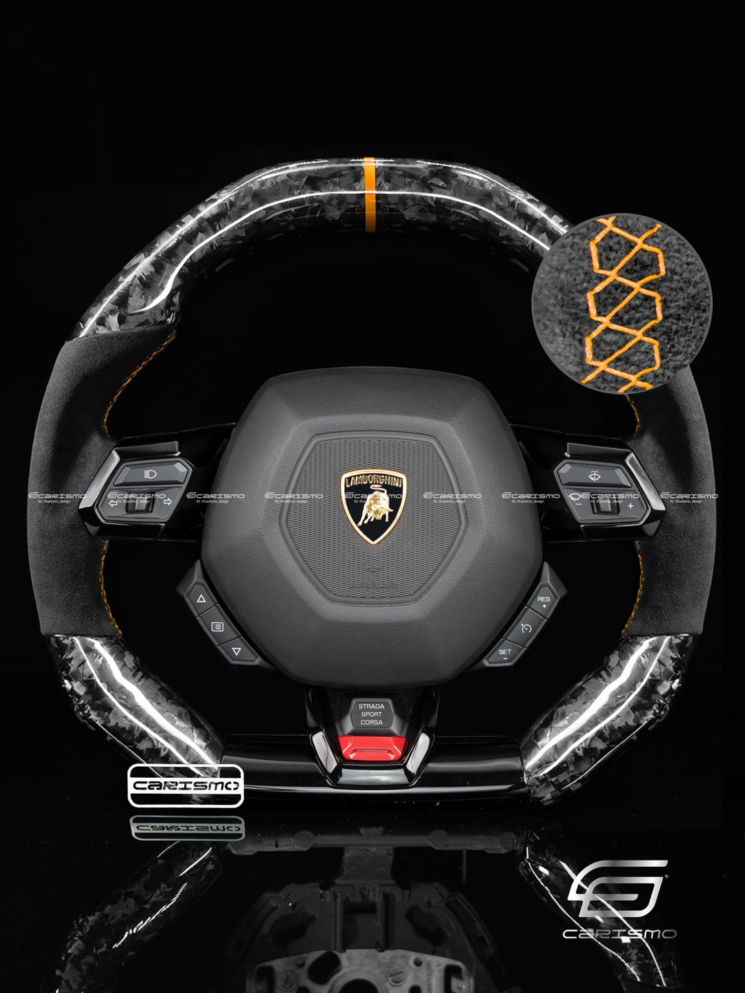 Carismo Steering Wheel For Lamborghini Huracan - Signature - Gloss Forged Carbon - Alcantara - Carismo