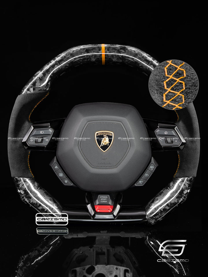 Carismo Steering Wheel For Lamborghini Huracan - Signature - Gloss Forged Carbon - Alcantara - Carismo