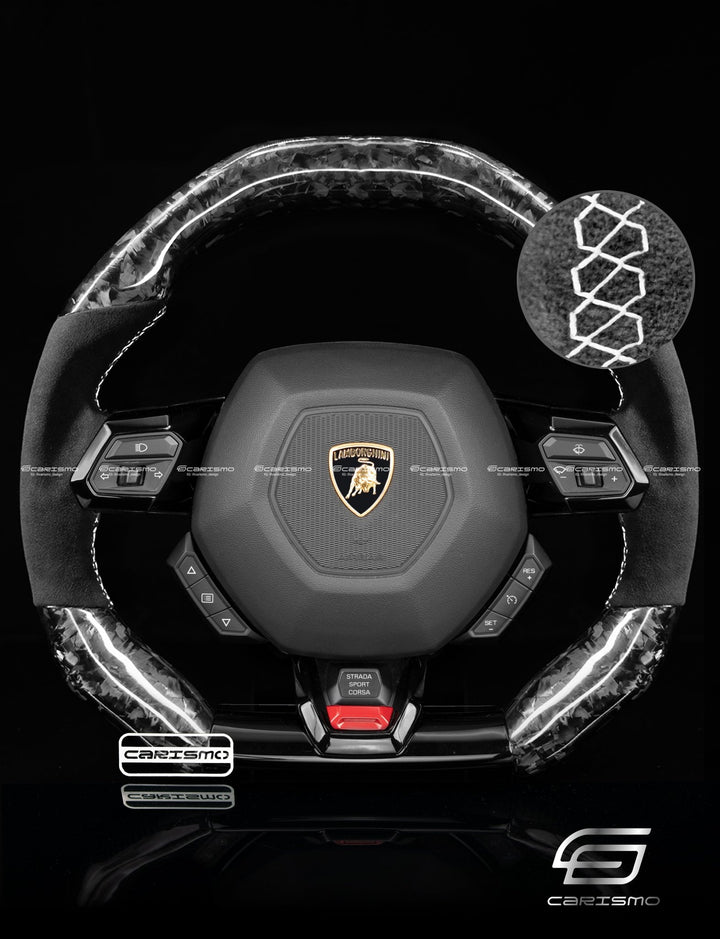 Carismo Steering Wheel For Lamborghini Huracan - Signature - Gloss Forged Carbon - Alcantara - Carismo