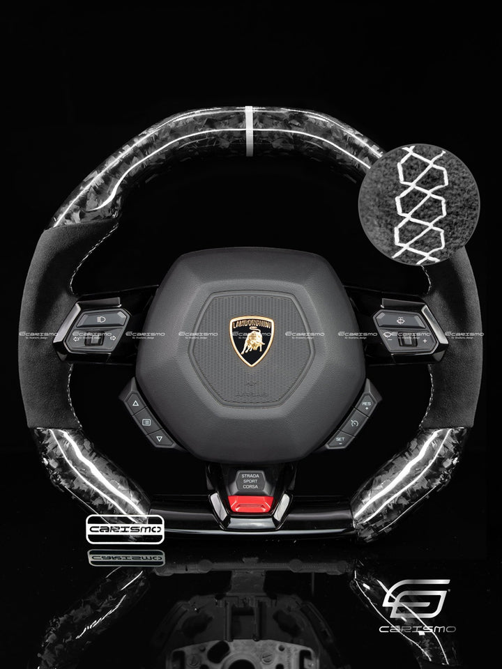 Carismo Steering Wheel For Lamborghini Huracan - Signature - Gloss Forged Carbon - Alcantara - Carismo