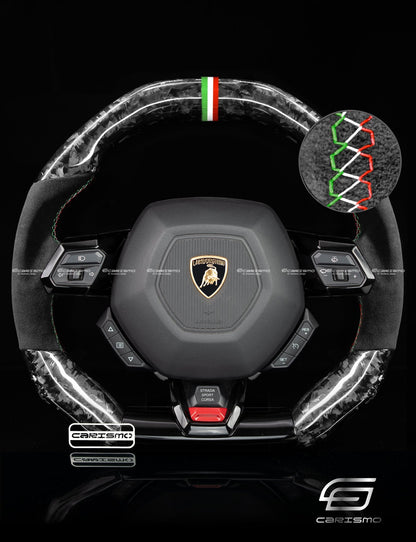 Carismo Steering Wheel For Lamborghini Huracan - Signature - Gloss Forged Carbon - Alcantara - Carismo