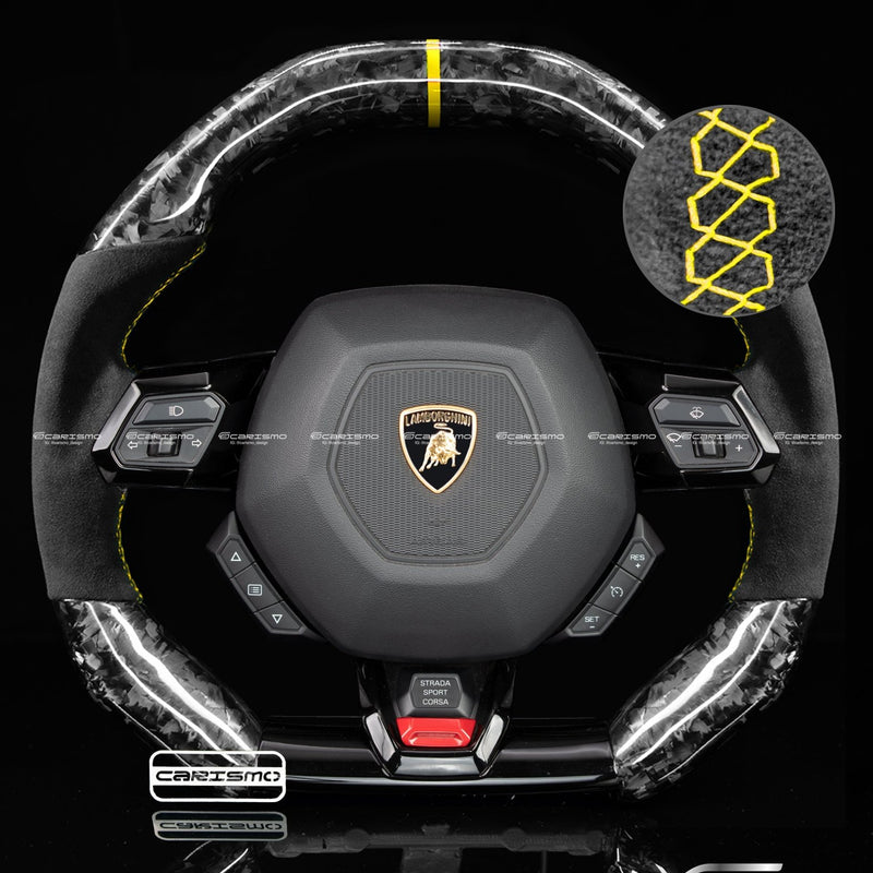 Carismo Steering Wheel For Lamborghini Huracan - Signature - Gloss Forged Carbon - Alcantara-Collection