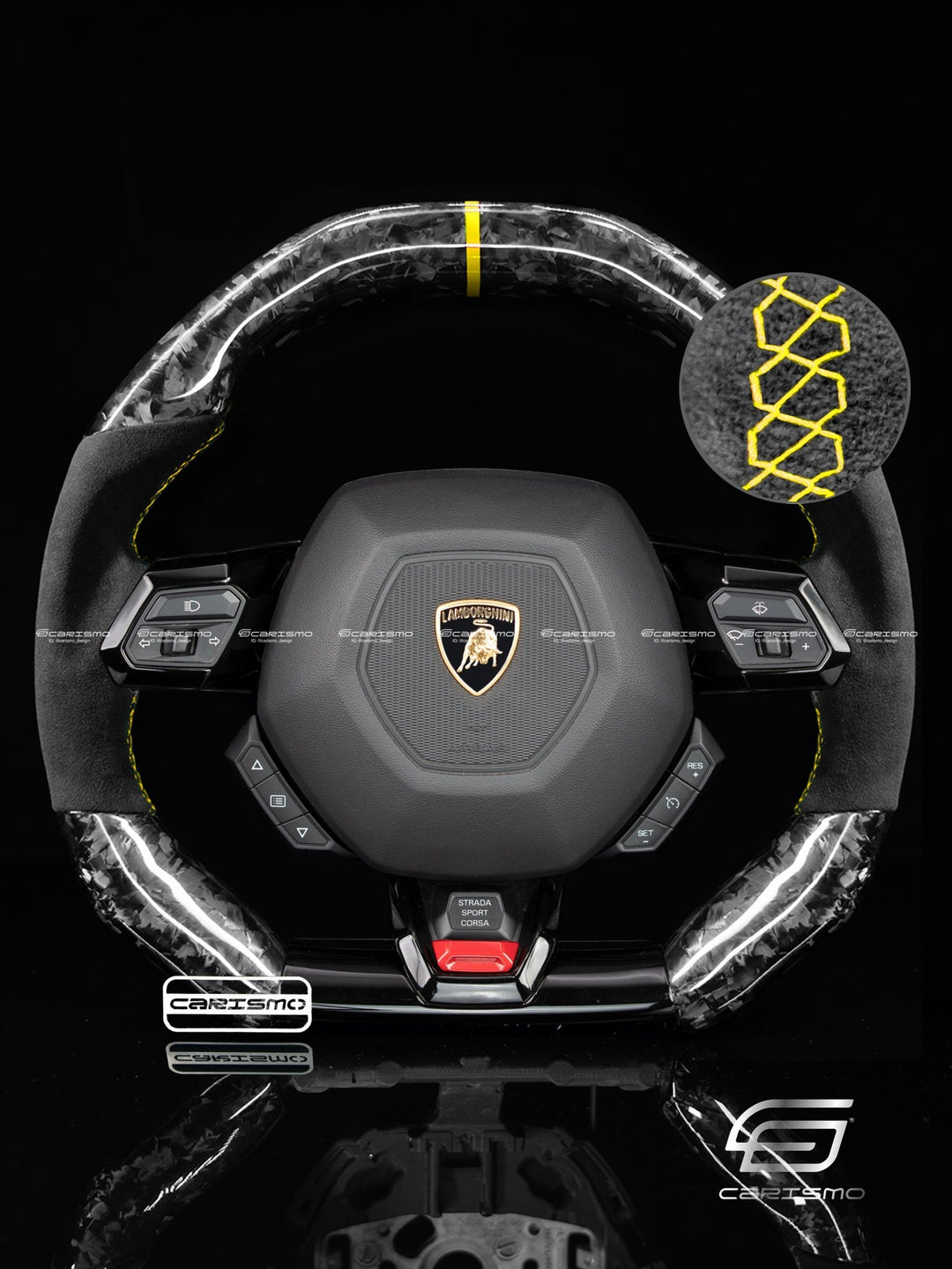 Carismo Steering Wheel For Lamborghini Huracan - Signature - Gloss Forged Carbon - Alcantara - Carismo