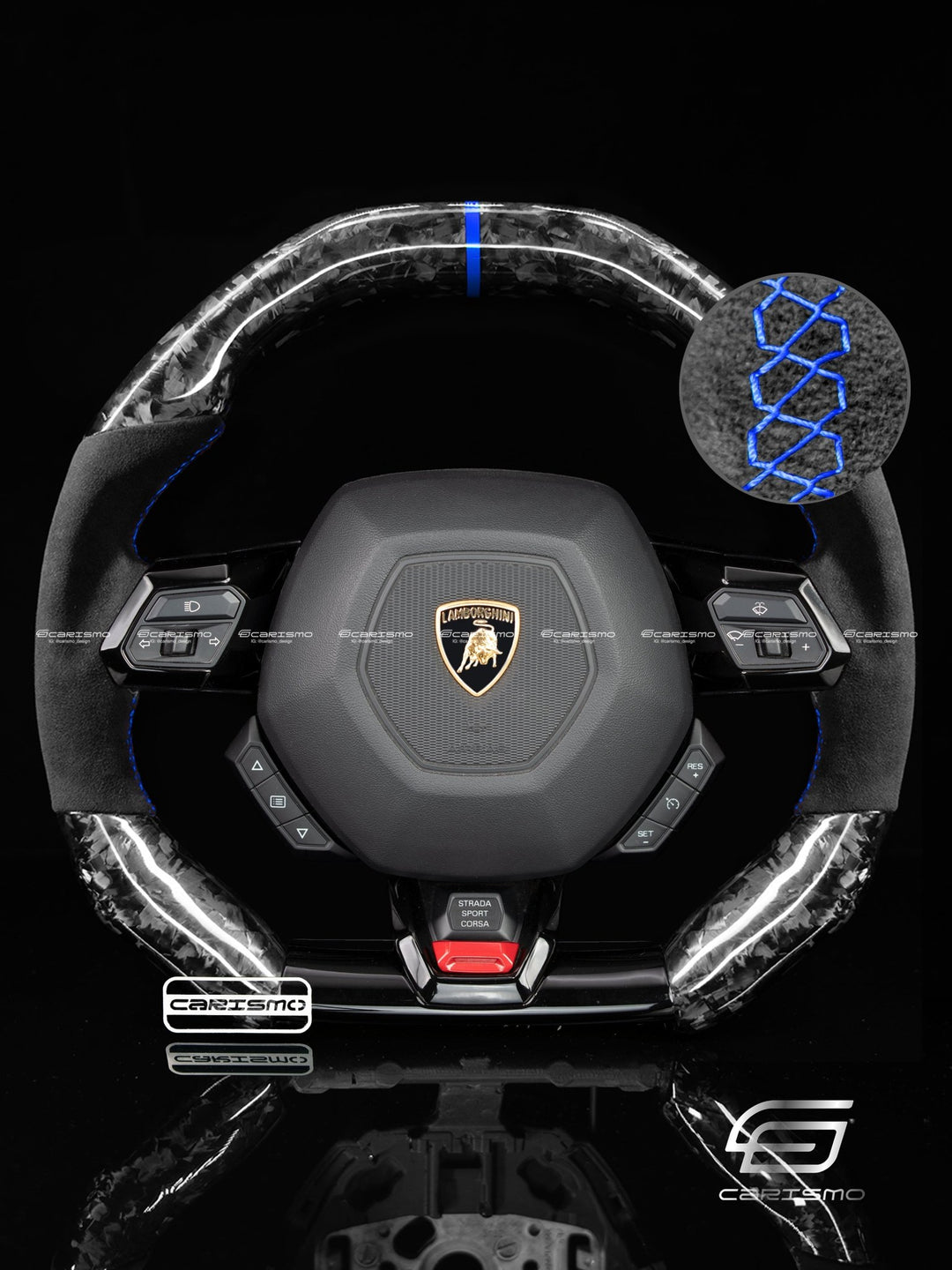 Carismo Steering Wheel For Lamborghini Huracan - Signature - Gloss Forged Carbon - Alcantara - Carismo