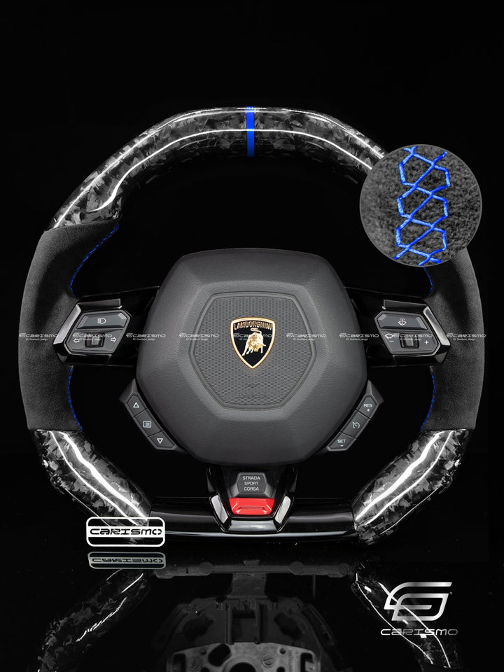Carismo Steering Wheel For Lamborghini Huracan - Signature - Gloss Forged Carbon - Alcantara - Carismo