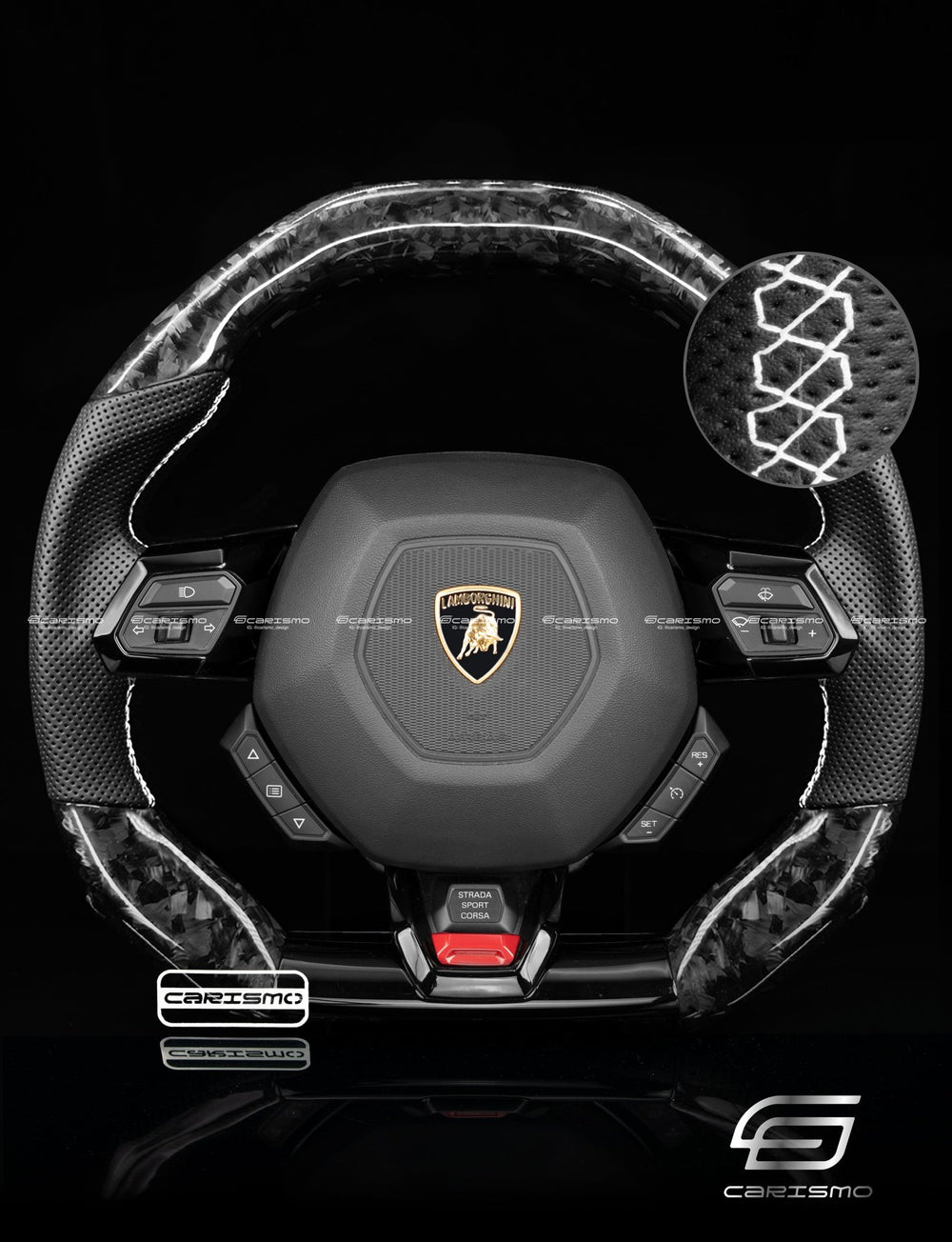 Carismo Steering Wheel For Lamborghini Huracan - Signature - Gloss Forged Carbon - Perforated Leather
