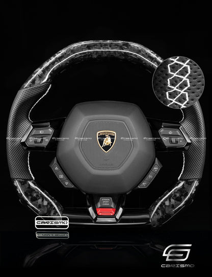Carismo Steering Wheel For Lamborghini Huracan - Signature - Gloss Forged Carbon - Perforated Leather - Carismo
