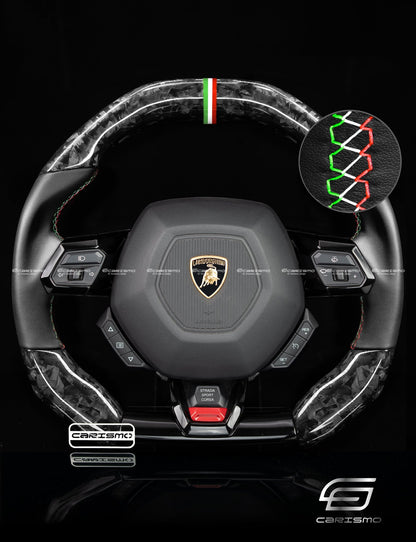 Carismo Steering Wheel For Lamborghini Huracan - Signature - Gloss Forged Carbon - Smooth Leather - Carismo
