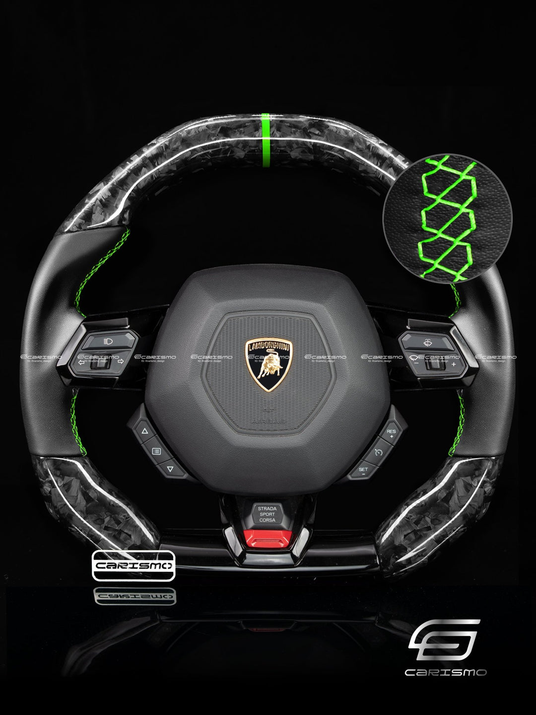 Carismo Steering Wheel For Lamborghini Huracan - Signature - Gloss Forged Carbon - Smooth Leather - Carismo