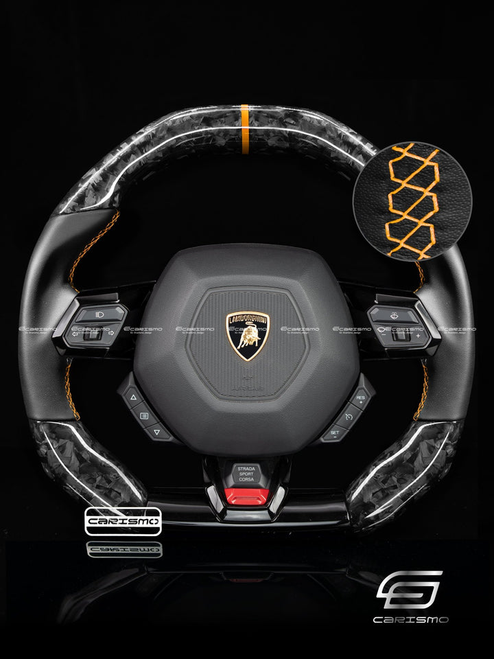 Carismo Steering Wheel For Lamborghini Huracan - Signature - Gloss Forged Carbon - Smooth Leather - Carismo