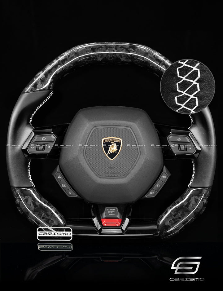 Carismo Steering Wheel For Lamborghini Huracan - Signature - Gloss Forged Carbon - Smooth Leather - Carismo