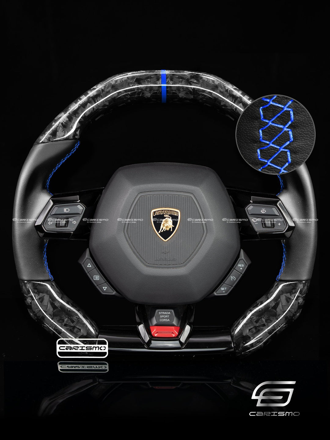 Carismo Steering Wheel For Lamborghini Huracan - Signature - Gloss Forged Carbon - Smooth Leather - Carismo