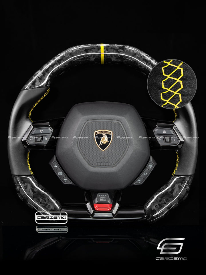 Carismo Steering Wheel For Lamborghini Huracan - Signature - Gloss Forged Carbon - Smooth Leather - Carismo