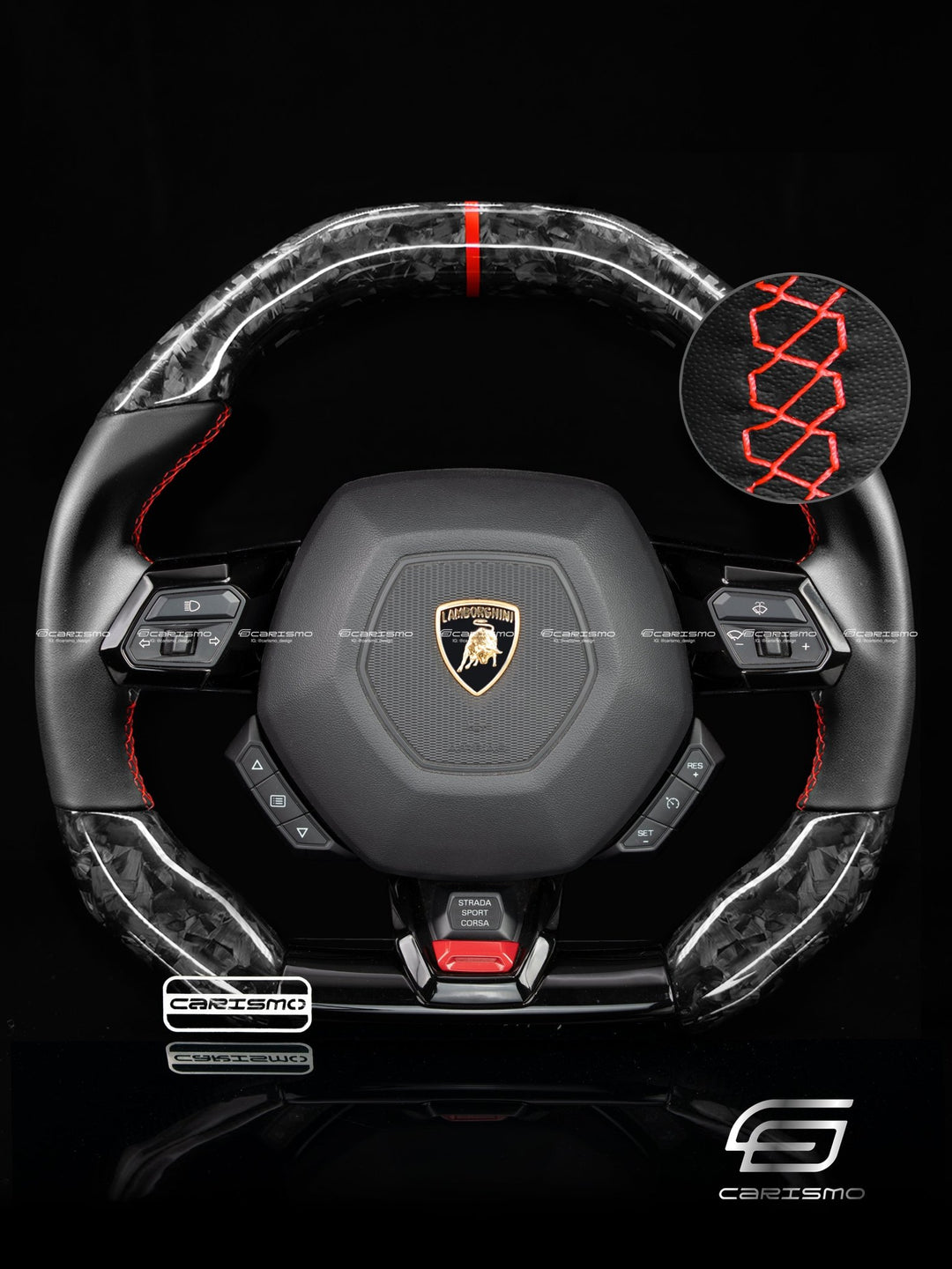 Carismo Steering Wheel For Lamborghini Huracan - Signature - Gloss Forged Carbon - Smooth Leather - Carismo