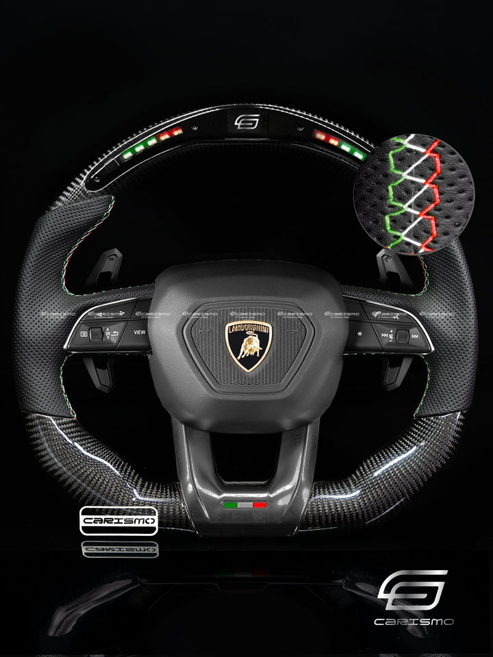 Carismo Steering Wheel For Lamborghini Urus - Classic RPM LED - Gloss Carbon - Perforated Leather - Carismo