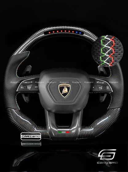 Carismo Steering Wheel For Lamborghini Urus - Sequential RPM LED - Gloss Carbon - Perforated Leather - Carismo