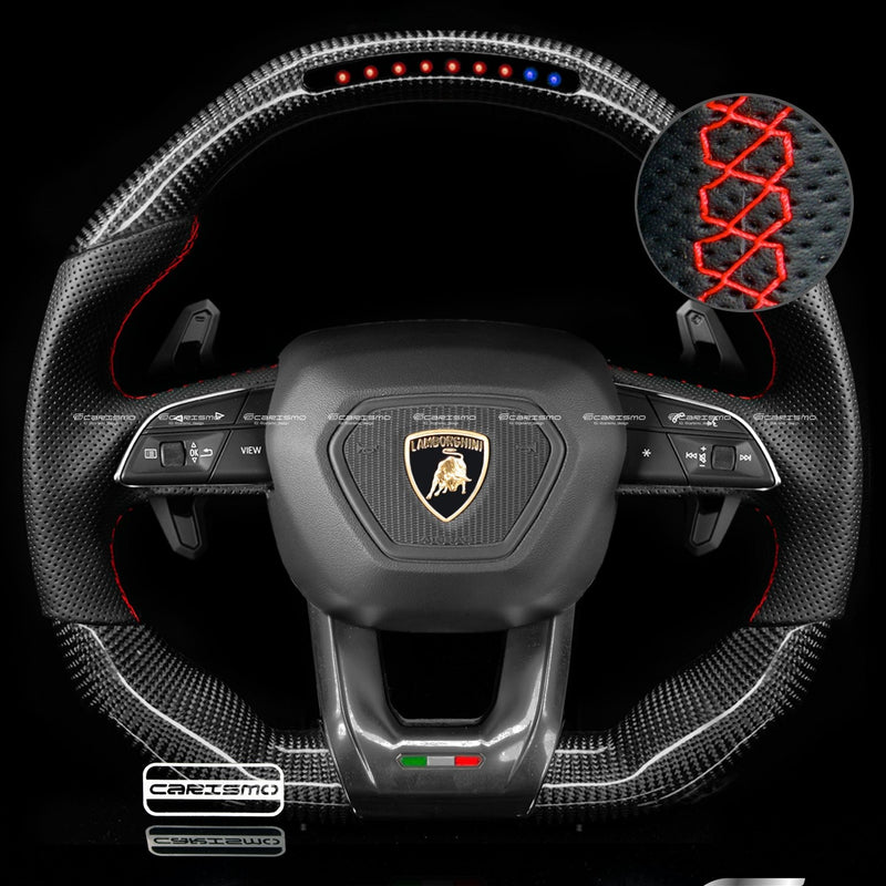 Carismo Steering Wheel For Lamborghini Urus - Sequential RPM LED - Gloss Carbon - Perforated Leather-Collection