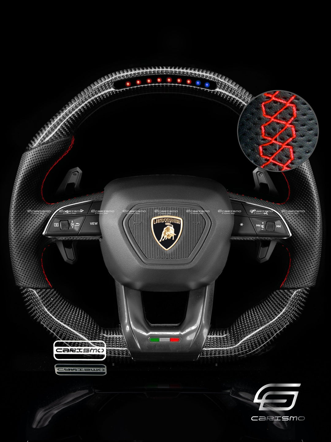 Carismo Steering Wheel For Lamborghini Urus - Sequential RPM LED - Gloss Carbon - Perforated Leather - Carismo