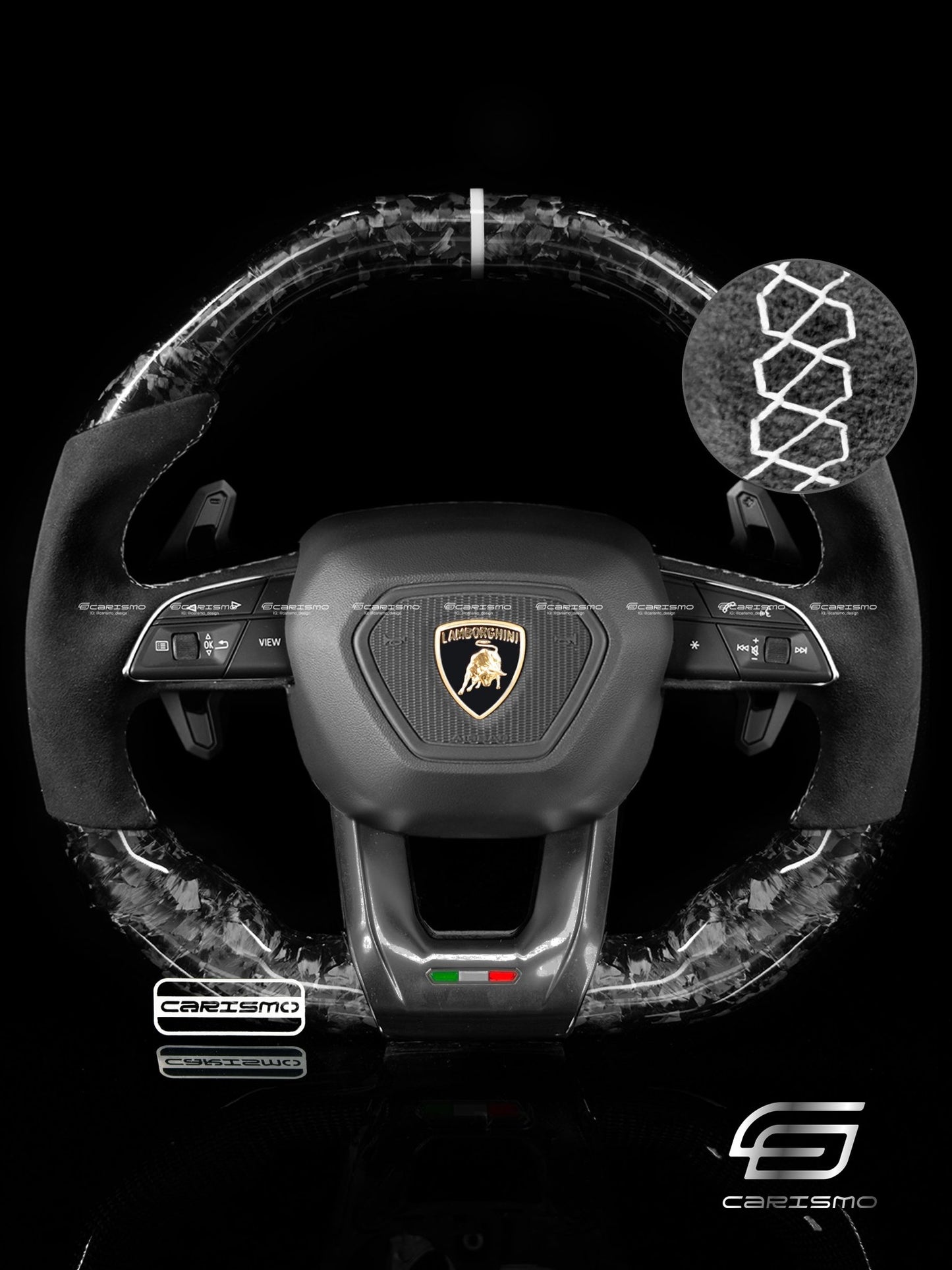 Carismo Steering Wheel For Lamborghini Urus - Signature - Gloss Forged Carbon - Alcantara - Carismo