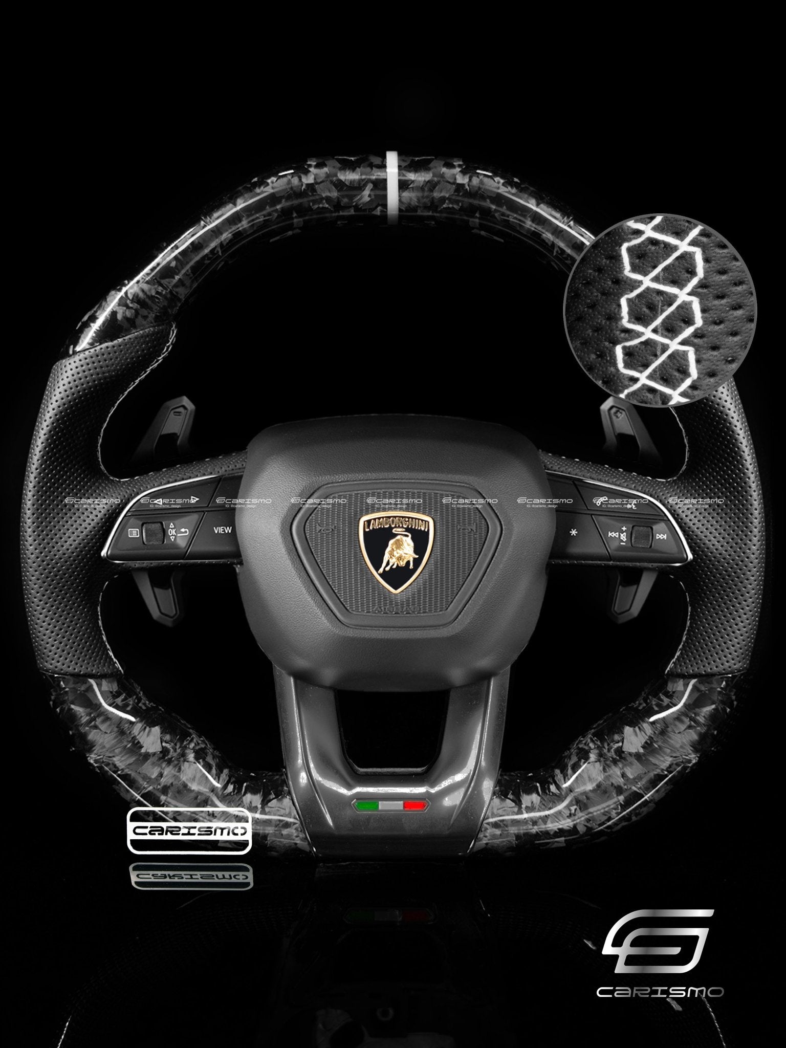 Carismo Steering Wheel For Lamborghini Urus - Signature - Gloss Forged Carbon - Perforated Leather - Carismo