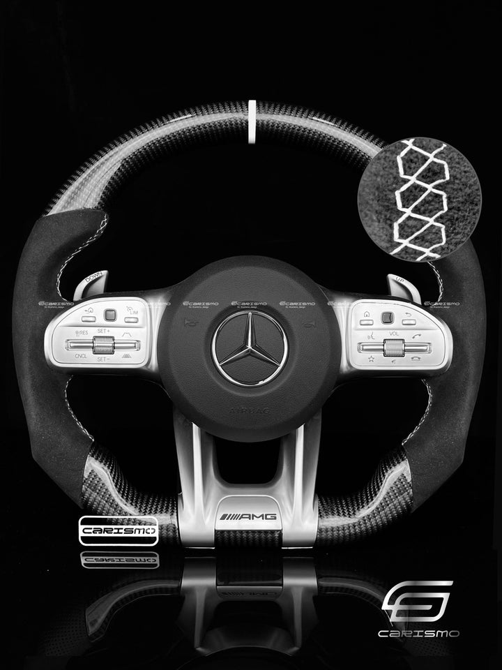 Carismo Steering Wheel For Mercedes/AMG C-Class / C 63 S (2020 Wheel with AMG Drive Unit) - Sport - Gloss Carbon - Alcantara - Carismo