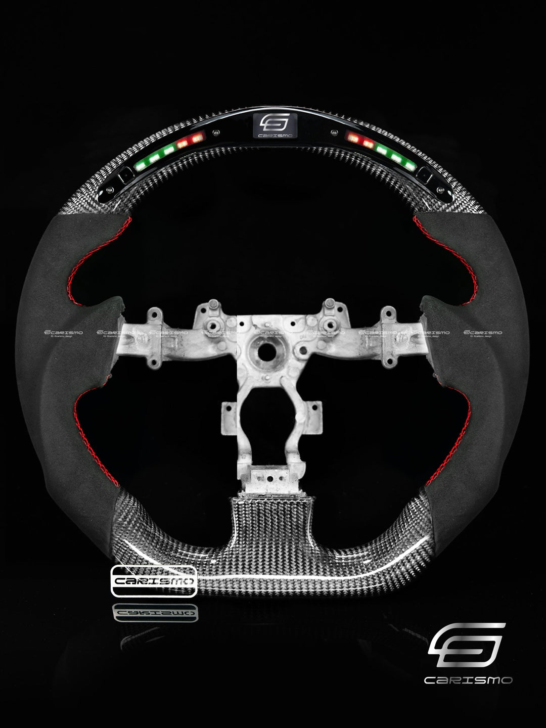 Carismo Steering Wheel For Nissan GT-R (R35 CBA & DBA) - Classic RPM LED - Gloss Carbon - Alcantara - Carismo