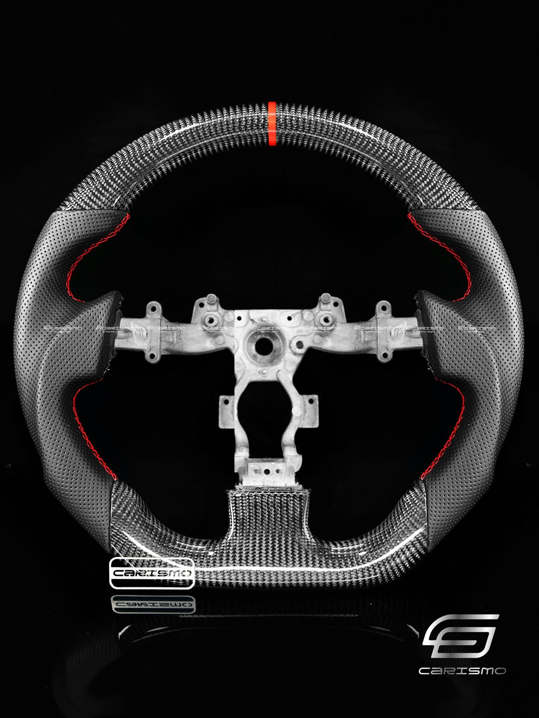 Carismo Steering Wheel For Nissan GT-R (R35 CBA & DBA) - Sport - Gloss Carbon - Perforated Leather - Carismo