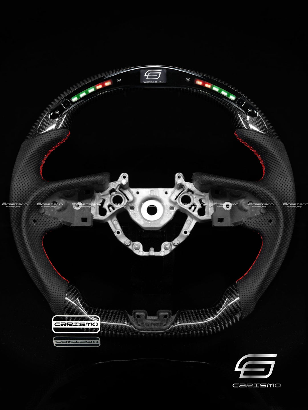 Carismo Steering Wheel For Nissan GT-R (R35 EBA) - Classic RPM LED - Gloss Carbon - Perforated Leather - Carismo