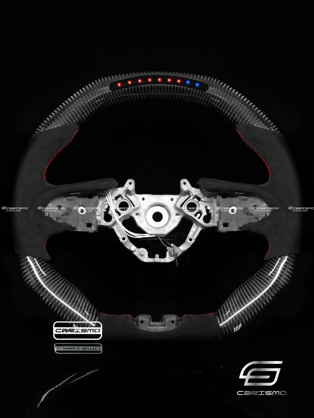 Carismo Steering Wheel For Nissan GT-R (R35 EBA) - Sequential RPM LED - Gloss Carbon - Alcantara - Carismo