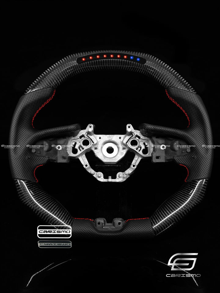 Carismo Steering Wheel For Nissan GT-R (R35 EBA) - Sequential RPM LED - Gloss Carbon - Perforated Leather - Carismo