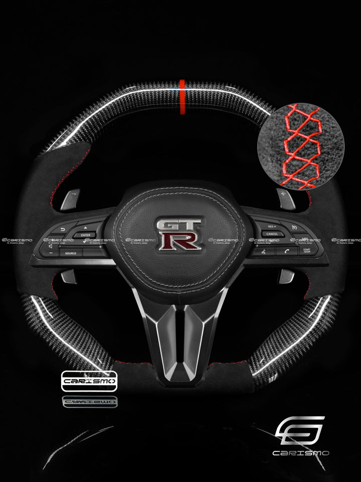 Carismo Steering Wheel For Nissan GT-R (R35 EBA) - Signature - Gloss Carbon - Alcantara - Carismo