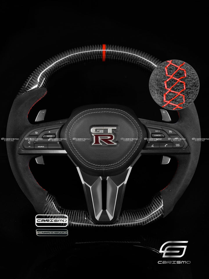 Carismo Steering Wheel For Nissan GT-R (R35 EBA) - Sport - Gloss Carbon - Alcantara - Carismo