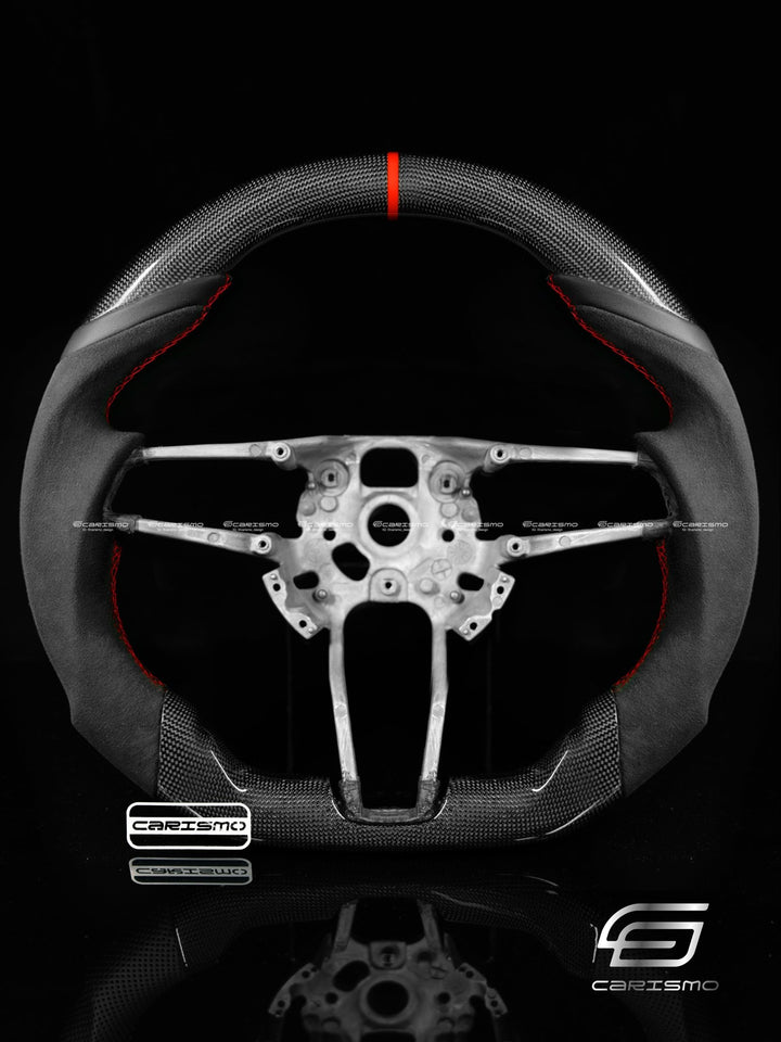 Carismo Steering Wheel For Porsche 911 (991.2 with Dials) - Sport - Gloss Plain Carbon - Alcantara - Carismo