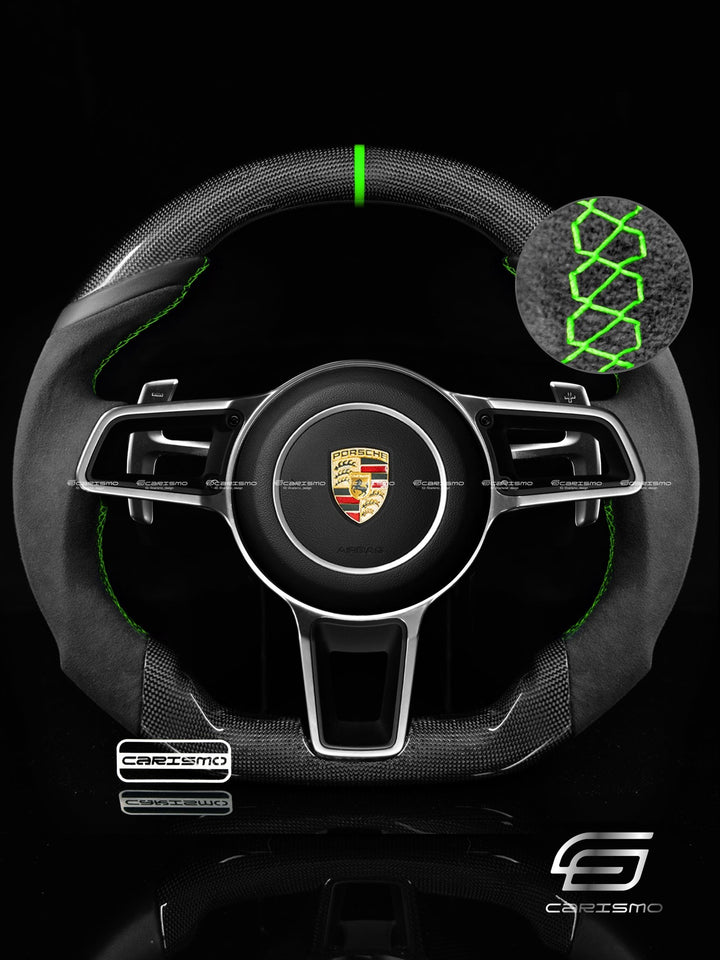 Carismo Steering Wheel For Porsche 911 (991.2 with Dials) - Sport - Gloss Plain Carbon - Alcantara - Carismo