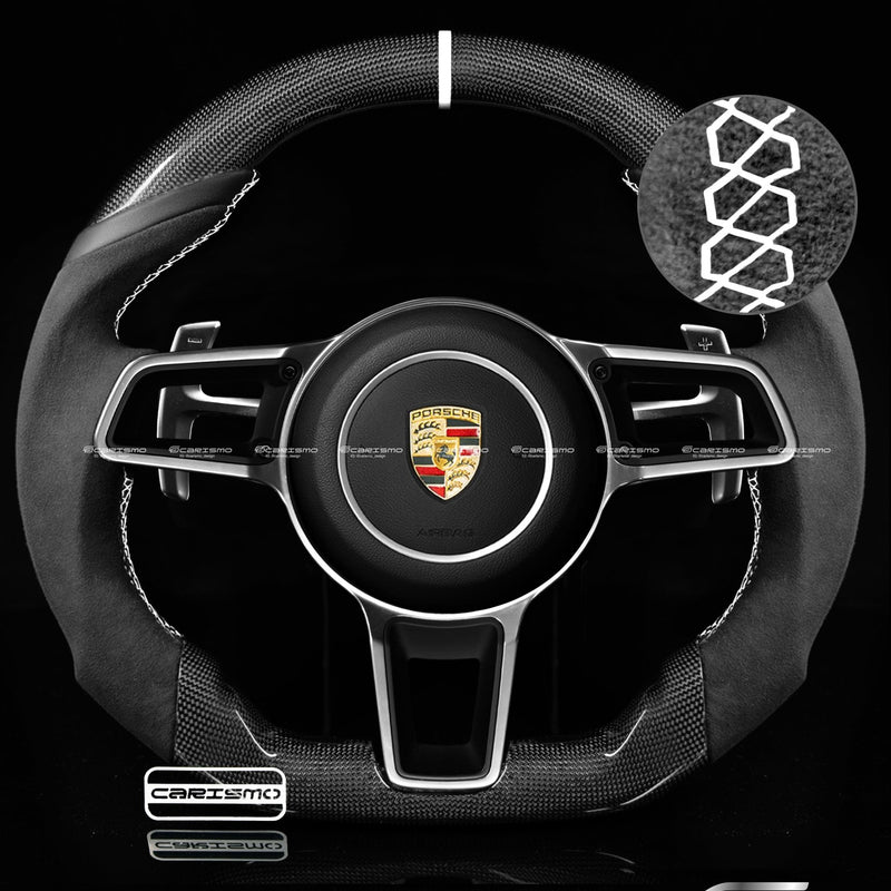 Carismo Steering Wheel For Porsche (991.2 Wheel) - Sport - Gloss Plain Carbon - Alcantara-Collection
