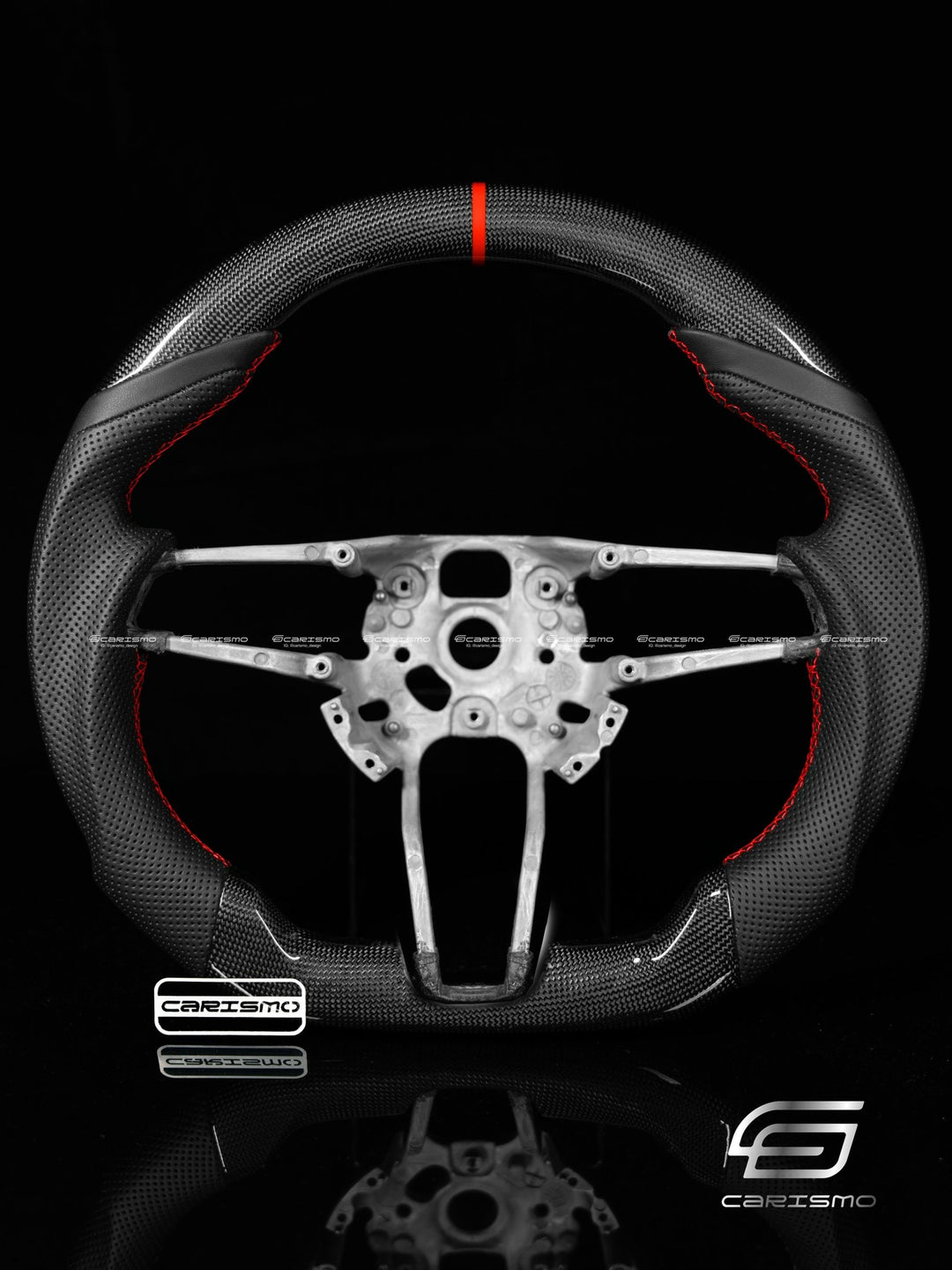 Carismo Steering Wheel For Porsche 911 (991.2 with Dials) - Sport - Gloss Plain Carbon - Perforated Leather - Carismo