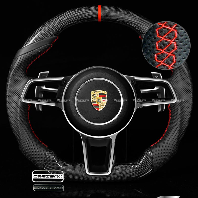 Carismo Steering Wheel For Porsche (991.2 Wheel) - Sport - Gloss Plain Carbon - Perforated Leather-Collection