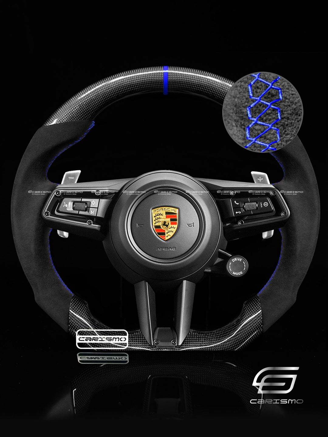 Carismo Steering Wheel For Porsche 911 (992) - Sport - Gloss Plain Carbon - Alcantara - Carismo