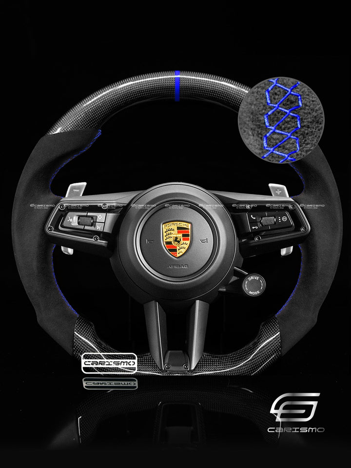 Carismo Steering Wheel For Porsche 911 (992) - Sport - Gloss Plain Carbon - Alcantara - Carismo