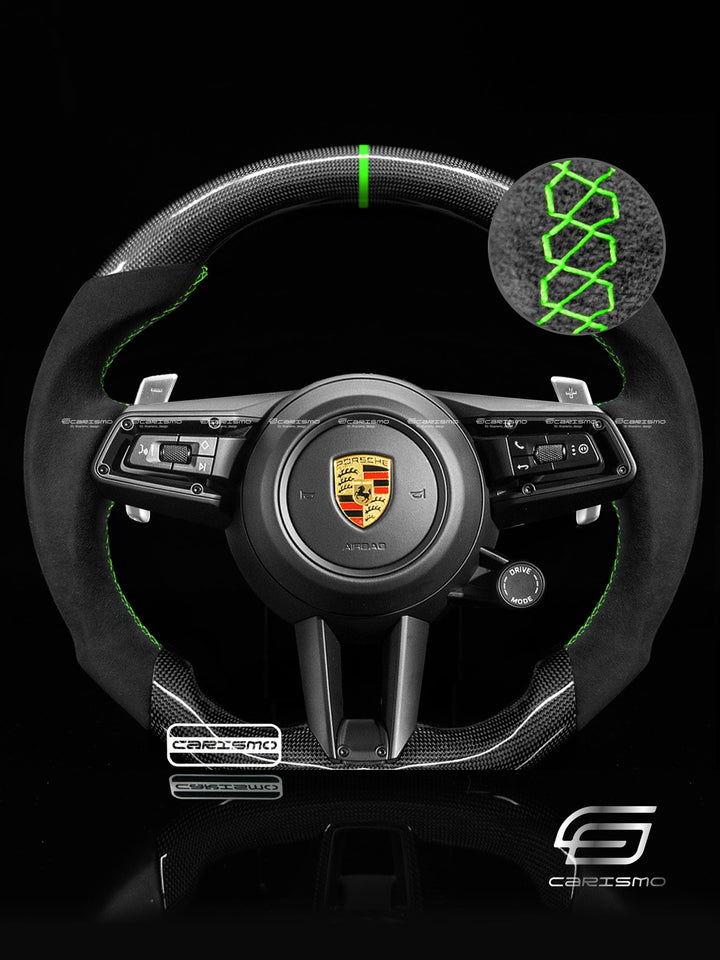 Carismo Steering Wheel For Porsche 911 (992) - Sport - Gloss Plain Carbon - Alcantara - Carismo